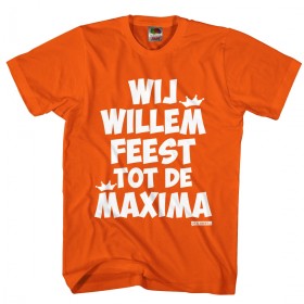 Wij Willem feest tot de Maxima leuk Koningsdag t-shirt heren.
